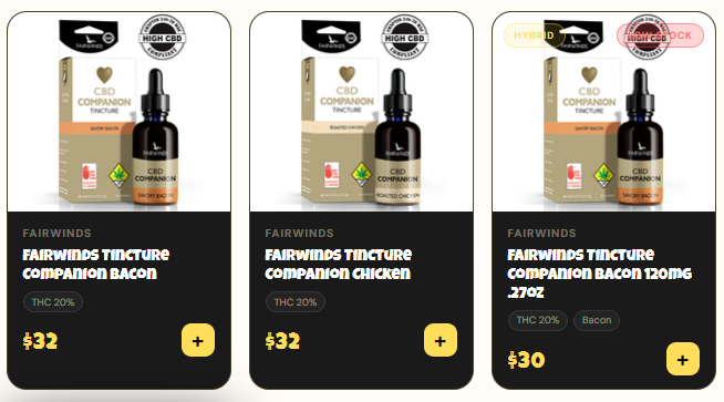 Fairwinds Companion Bacon: The same tincture entered twice, at two prices and with two descriptions